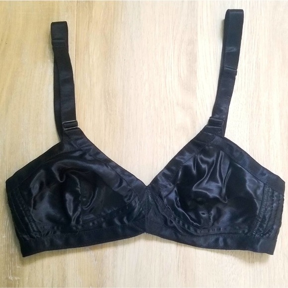 Vintage Other - VINTAGE 1950s Deala Black Satin Style Cone Bra 32A